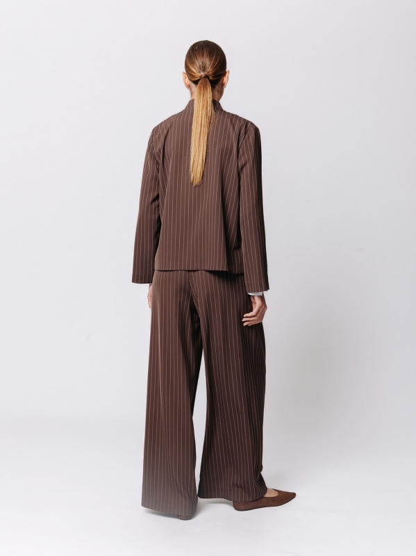 Boxy Pinstripe Jacket with Diagonal Cut