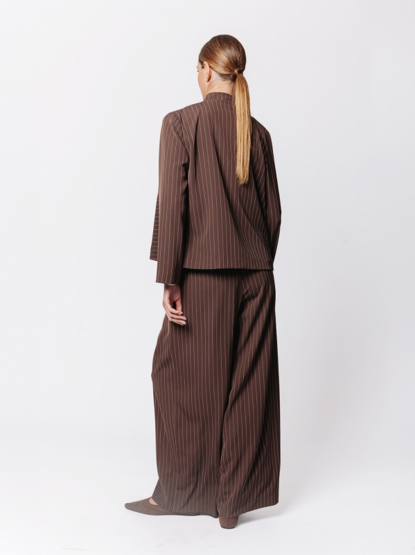Boxy Pinstripe Jacket with Diagonal Cut