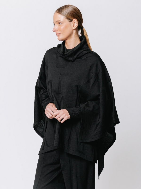 Jacquard Lettering Scaled Poncho