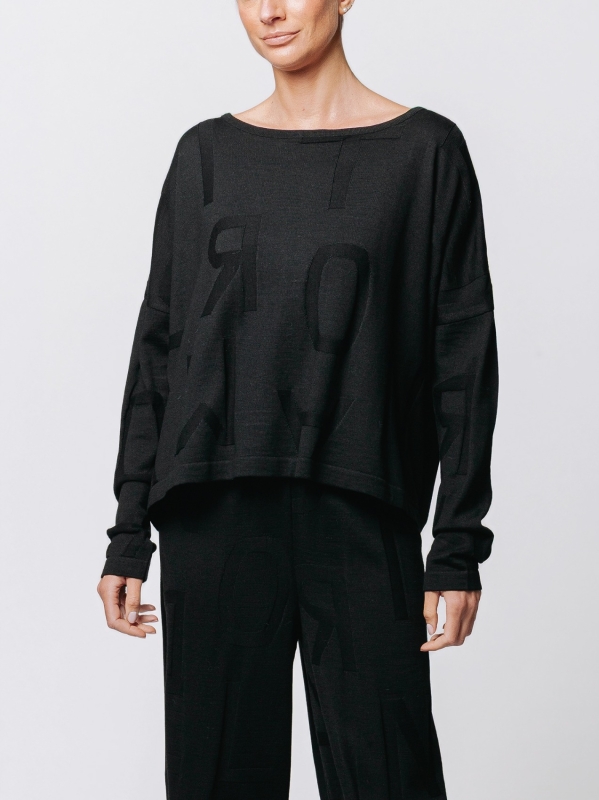 Jacquard Lettering Box Sweater