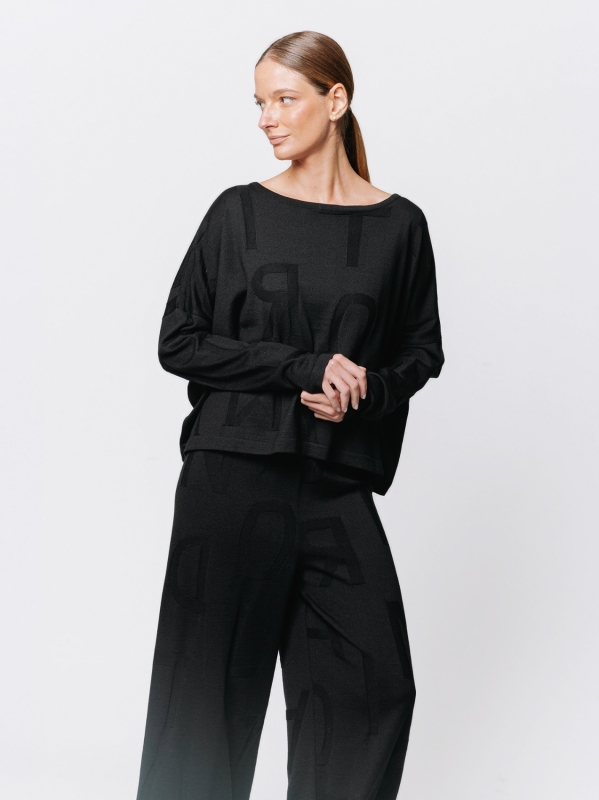 Jacquard Lettering Box Sweater