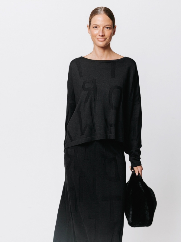 Jacquard Lettering Box Sweater