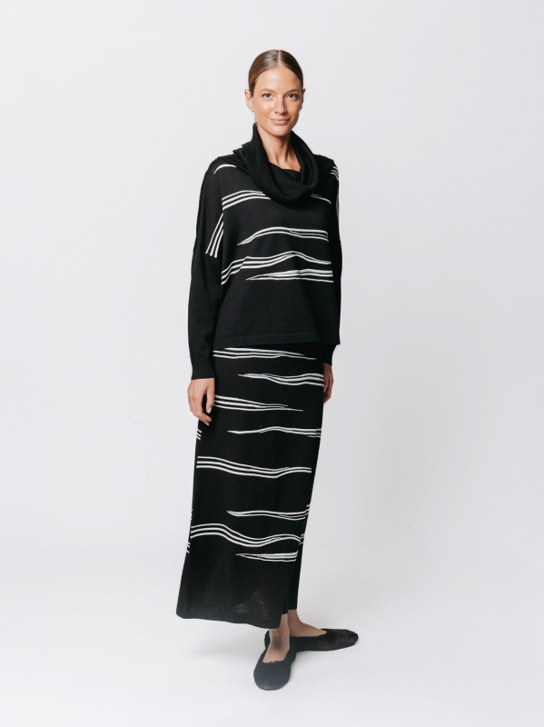 Maglia jacquard Traccia con collo alto