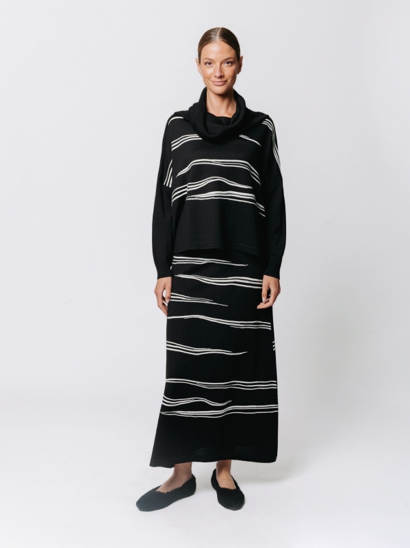 Maglia jacquard Traccia con collo alto