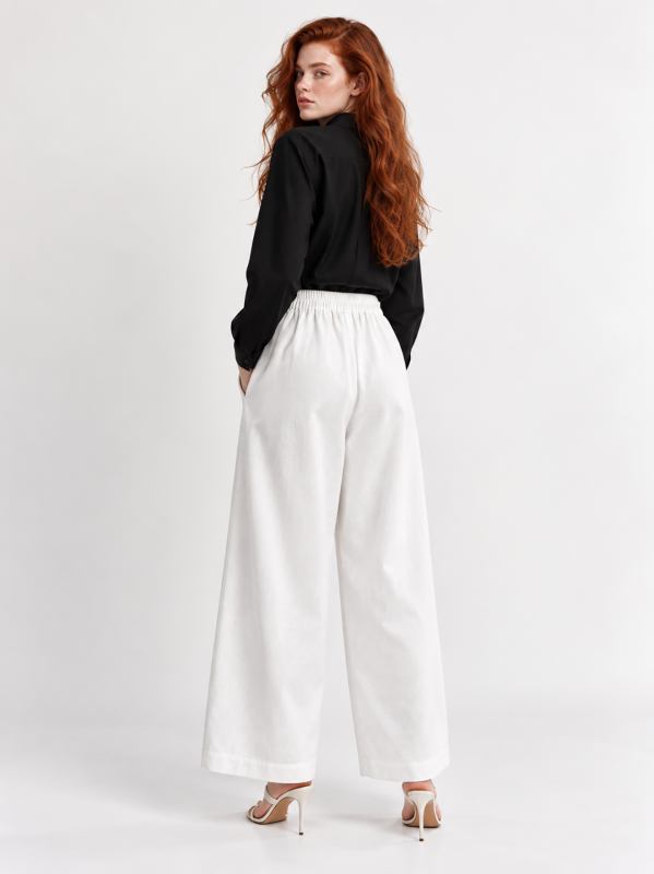 Pantalone palazzo in denim stretch
