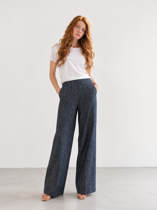 Palazzo trousers in stretch denim
