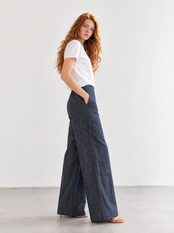 Pantalone palazzo in denim stretch