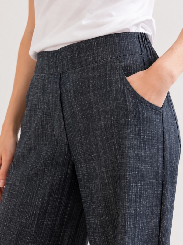 Palazzo trousers in stretch denim