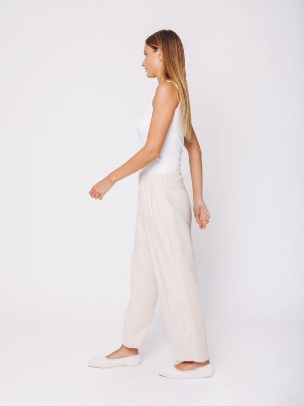 Gaucho trousers in stretch micro-ribbed velvet