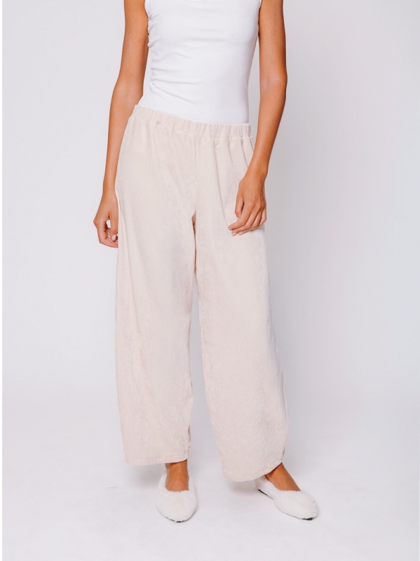 Gaucho trousers in stretch micro-ribbed velvet