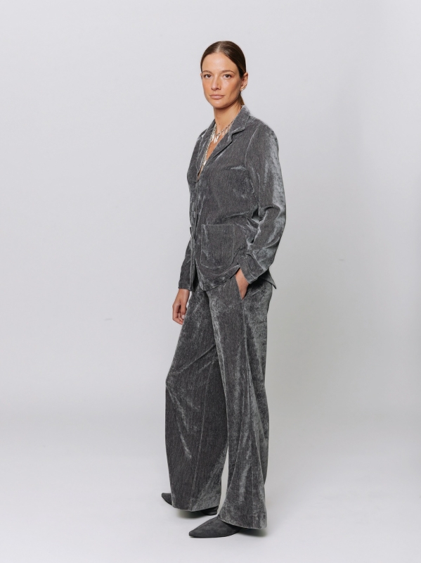 Blazer in velluto micro costina stretch