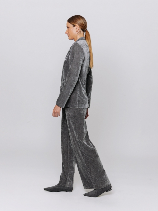 Blazer in velluto micro costina stretch