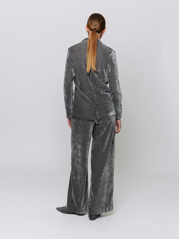 Blazer in velluto micro costina stretch