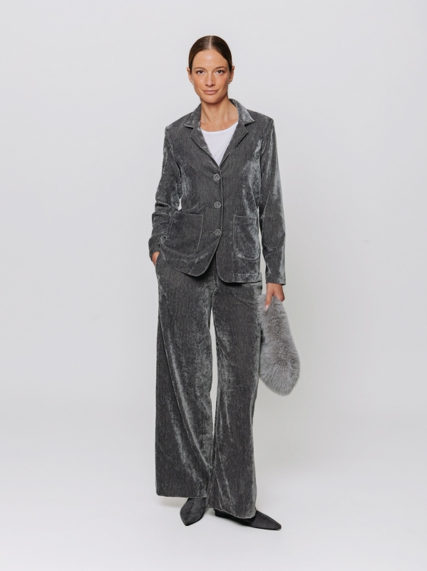 Blazer in velluto micro costina stretch