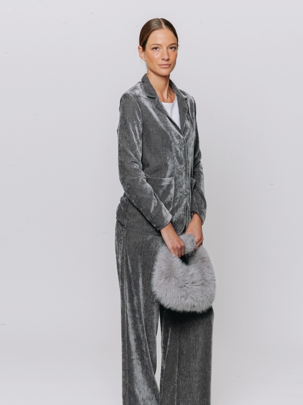 Blazer in velluto micro costina stretch