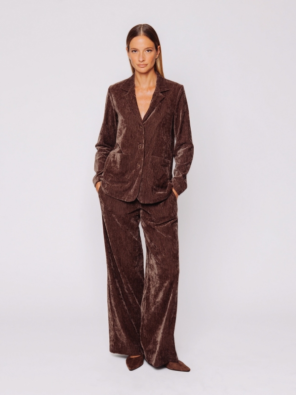 Blazer in velluto micro costina stretch