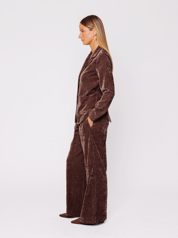 Blazer in velluto micro costina stretch