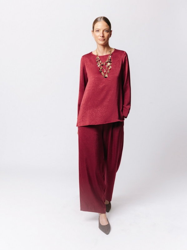 Crew Neck Wavy Satin T-Shirt