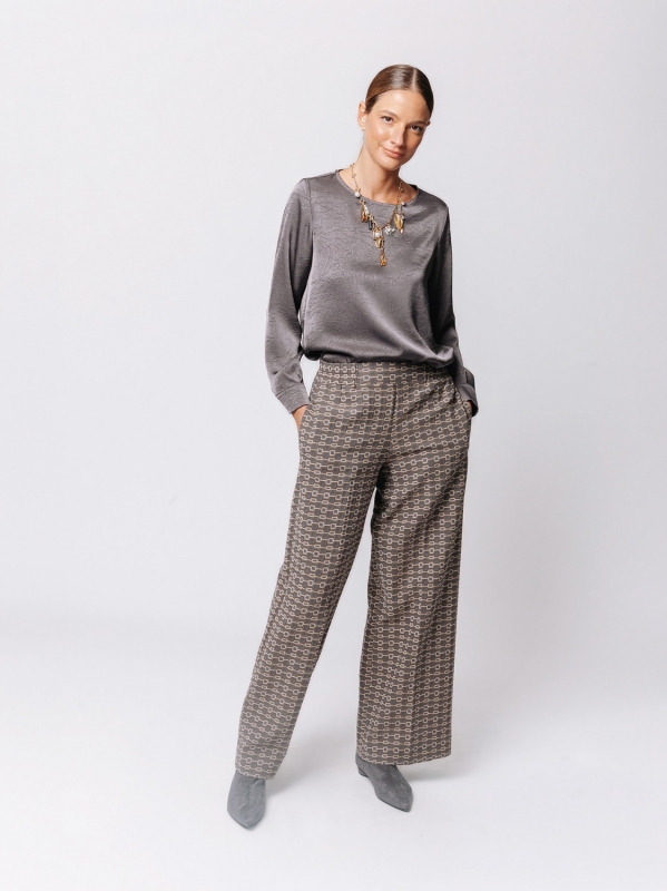 Palazzo trousers in Jacquard Micro Pattern