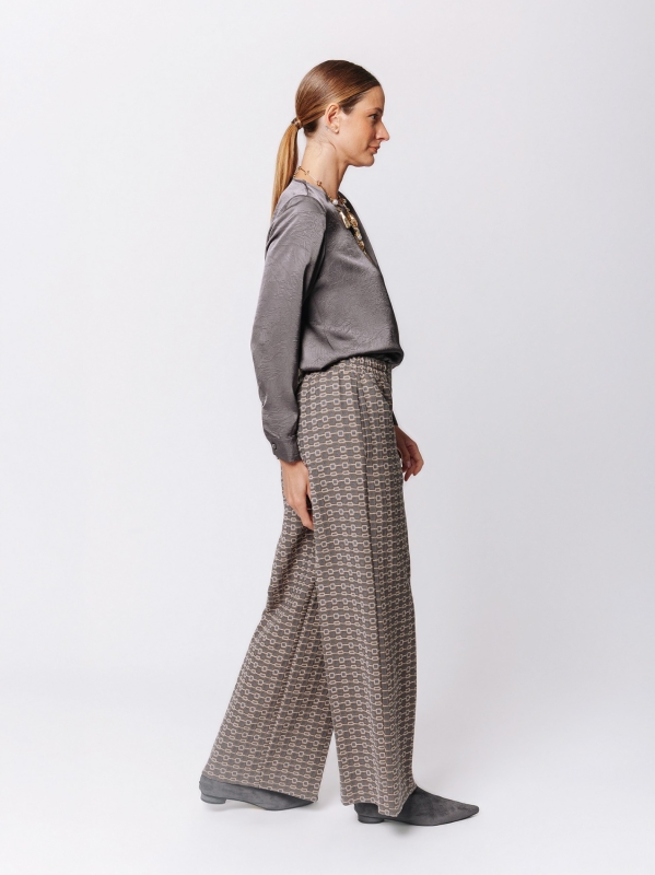 Palazzo trousers in Jacquard Micro Pattern