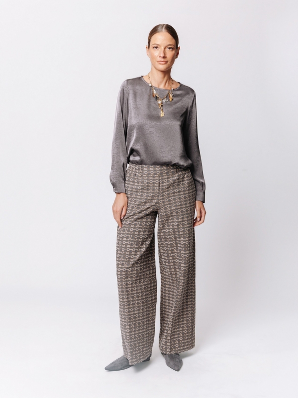 Palazzo trousers in Jacquard Micro Pattern