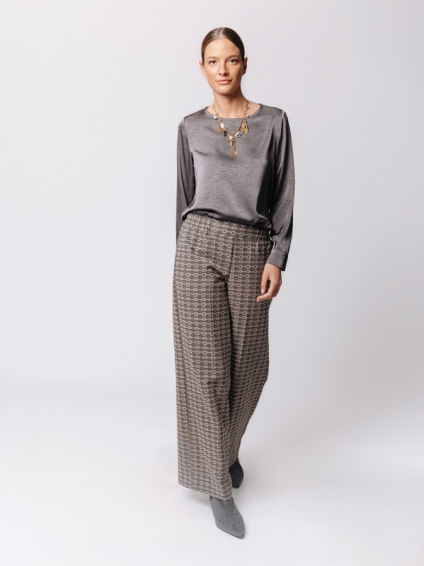 Palazzo trousers in Jacquard Micro Pattern