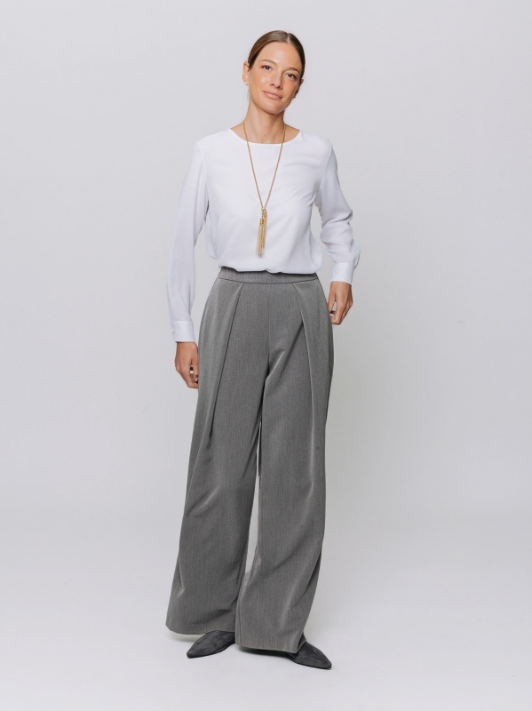 Wool-look trousers with pleats