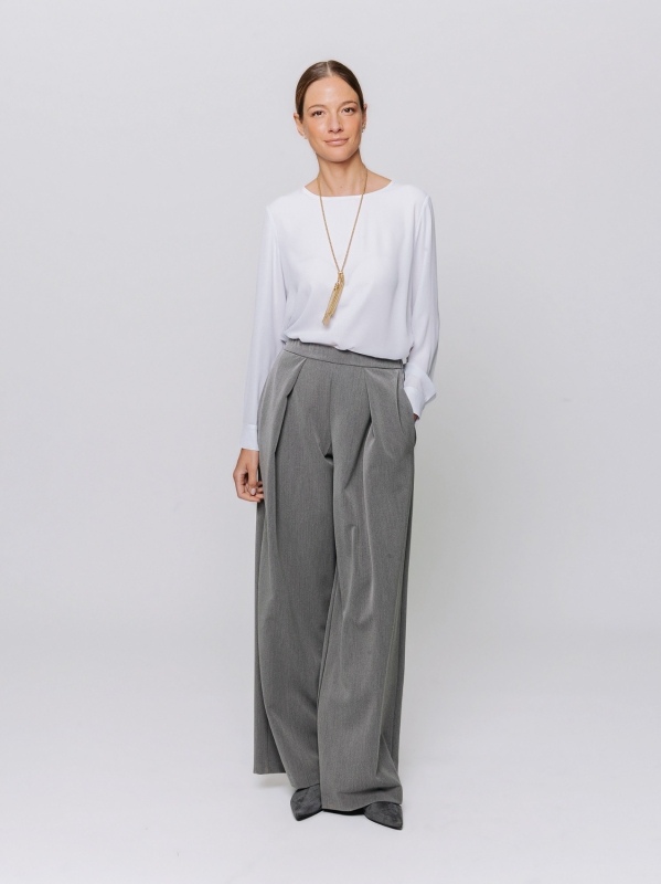 Wool-look trousers with pleats