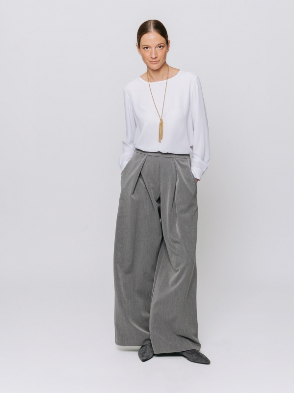 Wool-look trousers with pleats