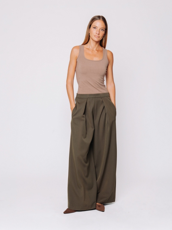 Wool-look trousers with pleats
