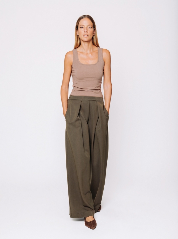 Wool-look trousers with pleats