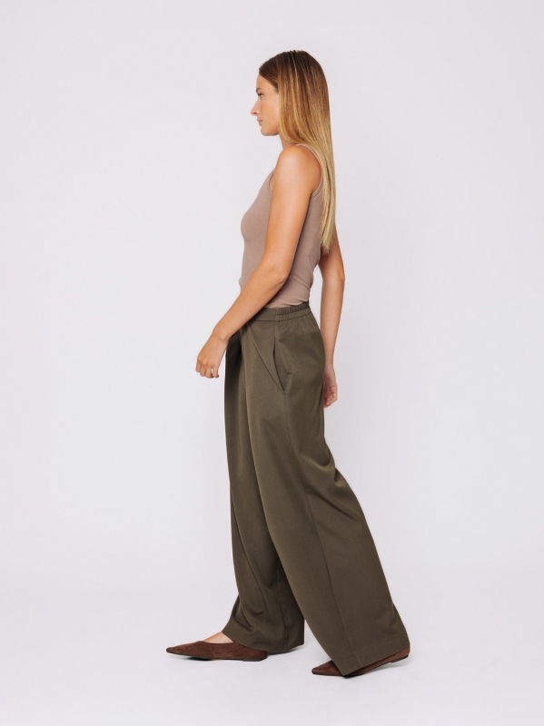 Wool-look trousers with pleats