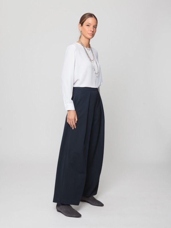 Wool-look trousers with pleats