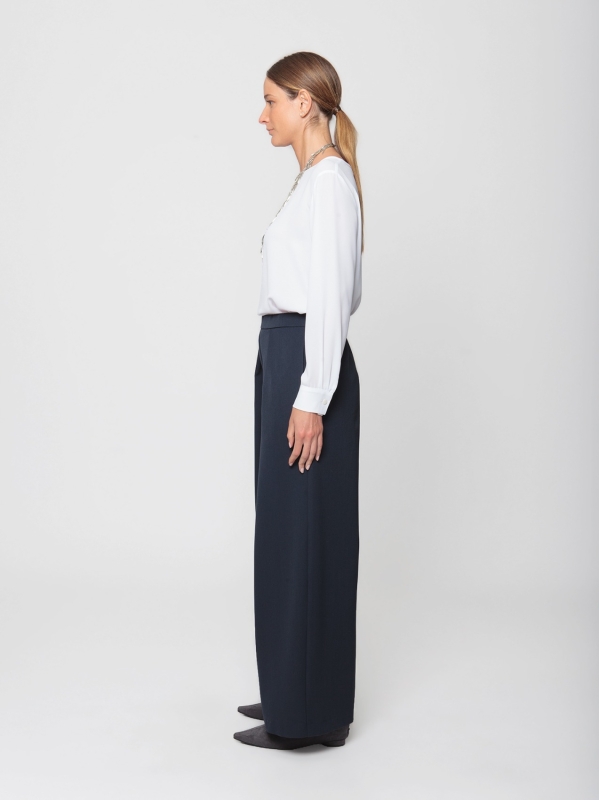 Wool-look trousers with pleats