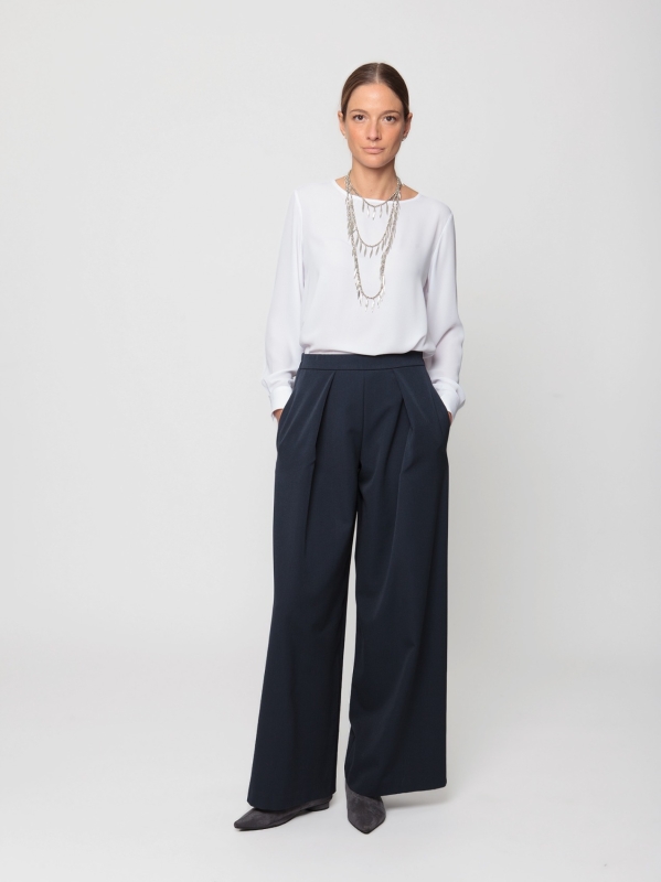 Wool-look trousers with pleats