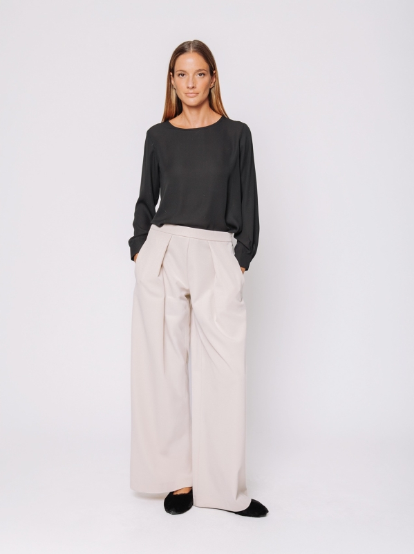 Wool-look trousers with pleats