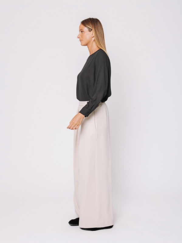 Wool-look trousers with pleats