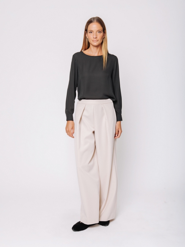 Wool-look trousers with pleats