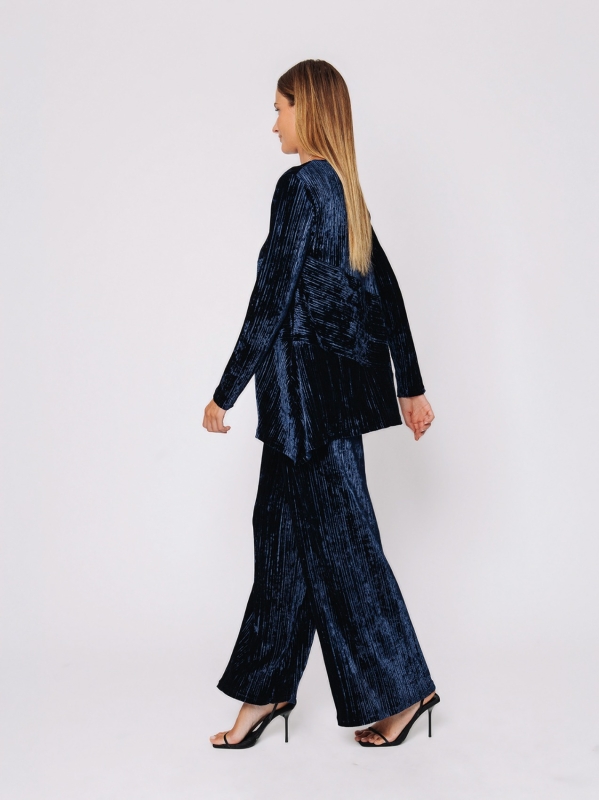Maglia asimmetrica in velluto plissé