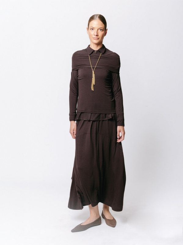 Soft Neck Sweater in Viscose Jersey