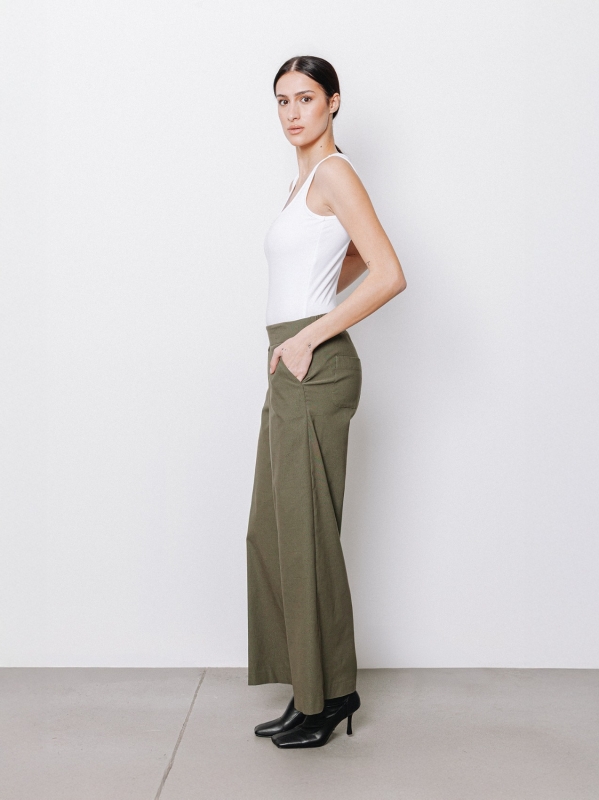 Pantaloni ampio texture micro ottoman