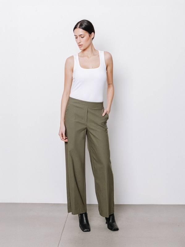 Pantaloni ampio texture micro ottoman