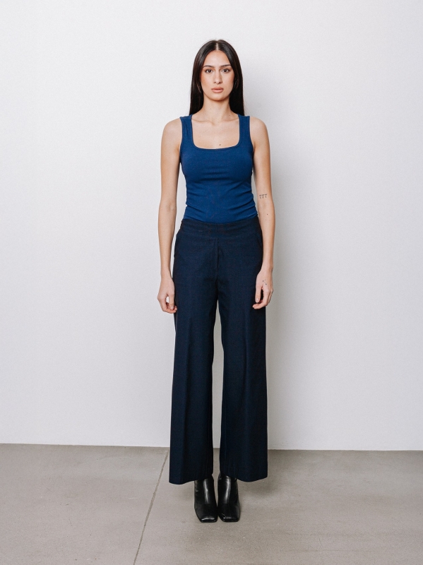 Pantaloni ampio texture micro ottoman