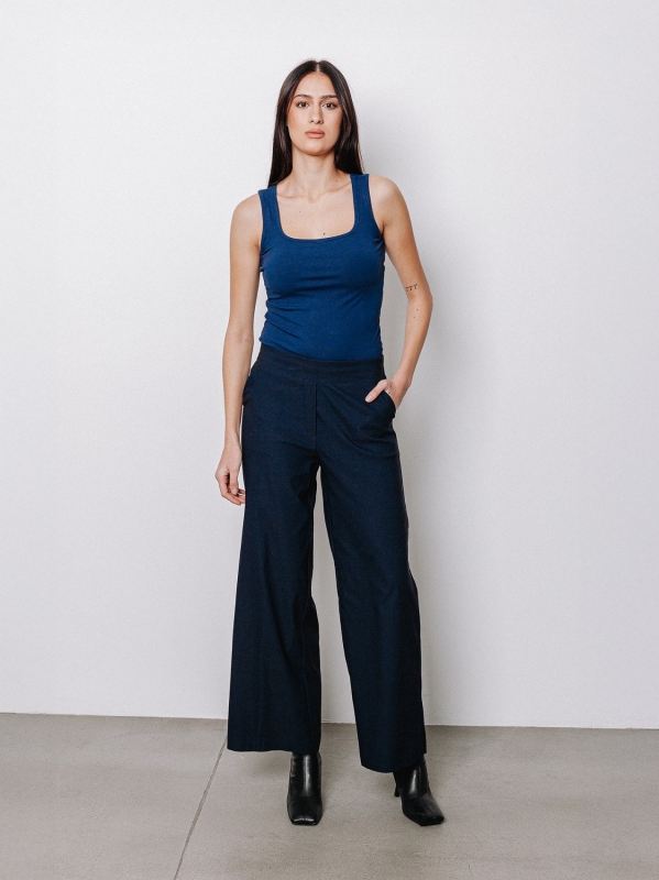 Pantaloni ampio texture micro ottoman