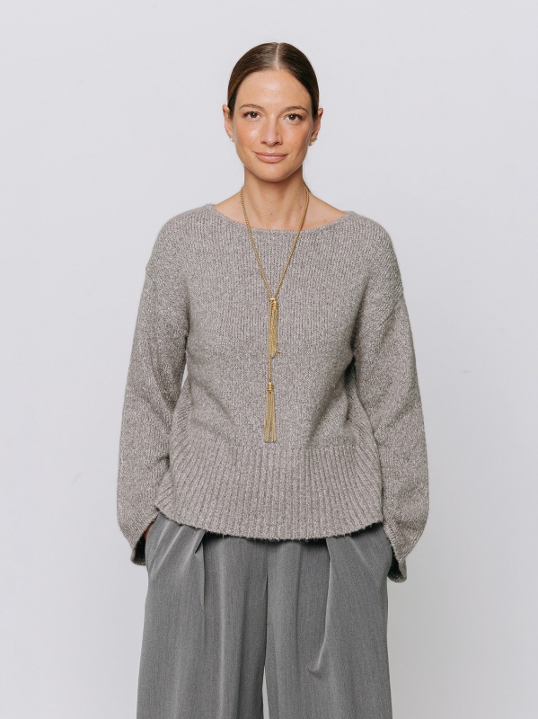 Maglia boxy mélange con maniche kimono