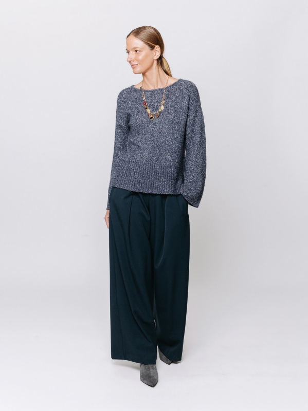 Maglia boxy mélange con maniche kimono