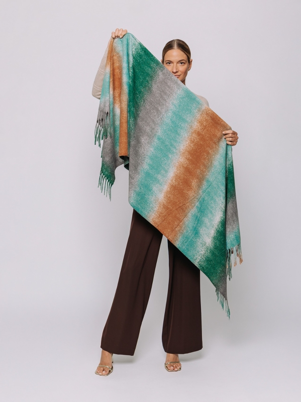 Sciarpa maxi nei toni acqua e ruggine