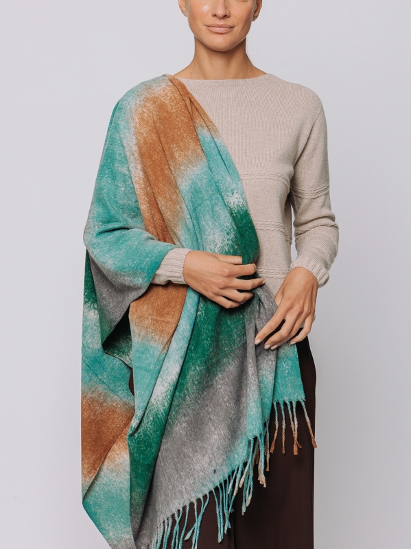 Sciarpa maxi nei toni acqua e ruggine