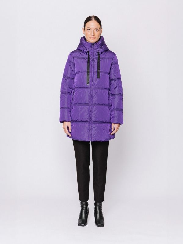 Piumino Midali imbottito viola con cappuccio