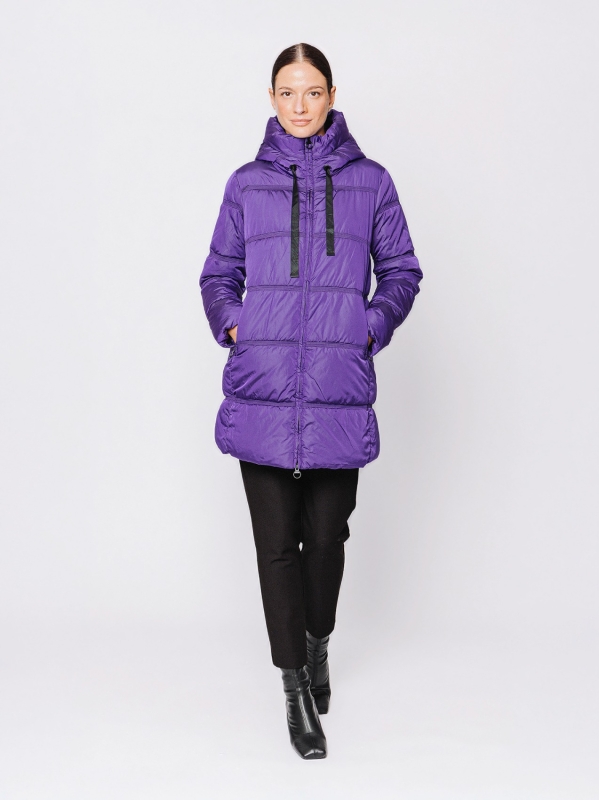 Piumino Midali imbottito viola con cappuccio